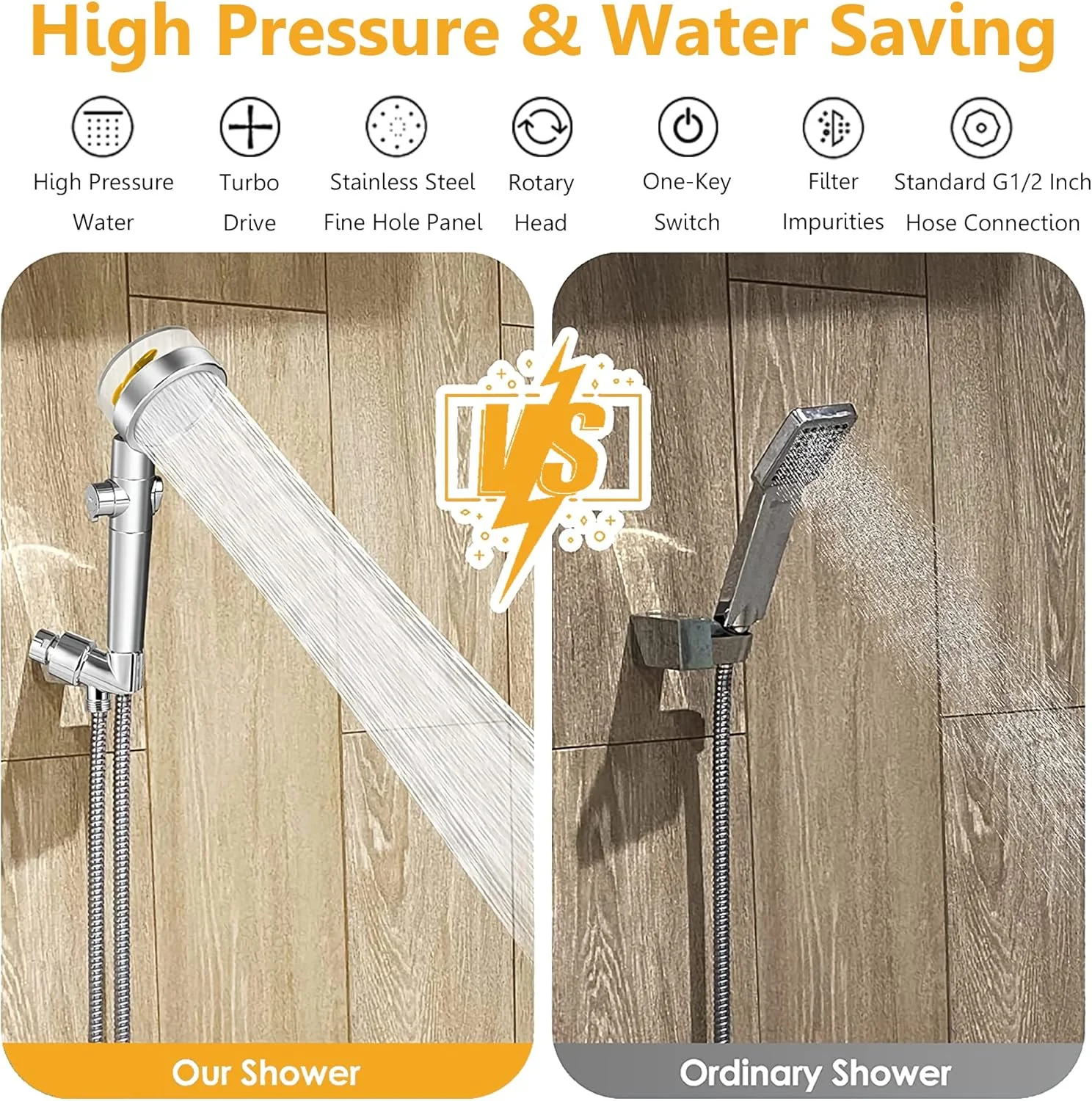 سری دوش دستی فشار قوی، سری دوش توربو با فیلتر و دکمه تنظیم، سری دوش Vortex 360 Pro با فن چرخشی، سری دوش پروانه ای جت هیدرو قابل جدا شدن (طلایی، 4 فیلتر)