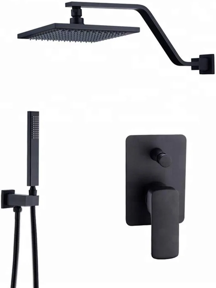 ست دوش دستی QIVGXBO، ست دوش ترموستاتیک مربعی توکار، سردوش حمام 10 اینچی (نوع شیر حمام و دوش: ست دوش) Leunlee