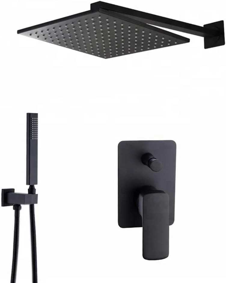 ست دوش دستی QIVGXBO، ست دوش ترموستاتیک مربعی توکار، سردوش حمام 10 اینچی (نوع شیر حمام و دوش: ست دوش) Leunlee