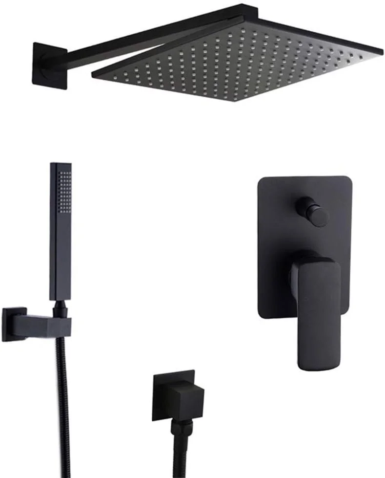 ست دوش دستی QIVGXBO، ست دوش ترموستاتیک مربعی توکار، سردوش حمام 10 اینچی (نوع شیر حمام و دوش: ست دوش) Leunlee