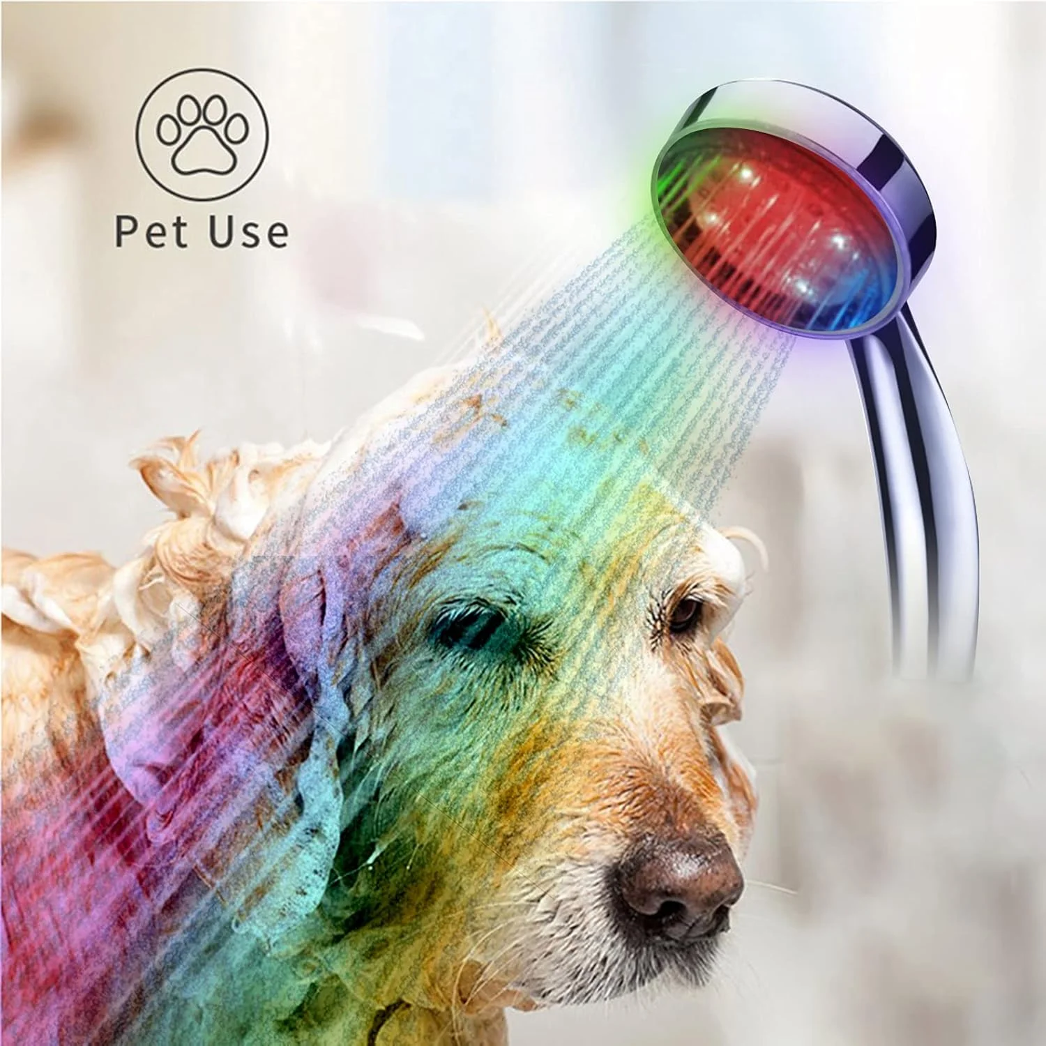 سردوش ال ای دی Queenser با 7 رنگ نور چشمک زن و تغییر خودکار، صرفه جویی در آب، سردوش دستی G1/2 جایگزین سردوش دستی حمام