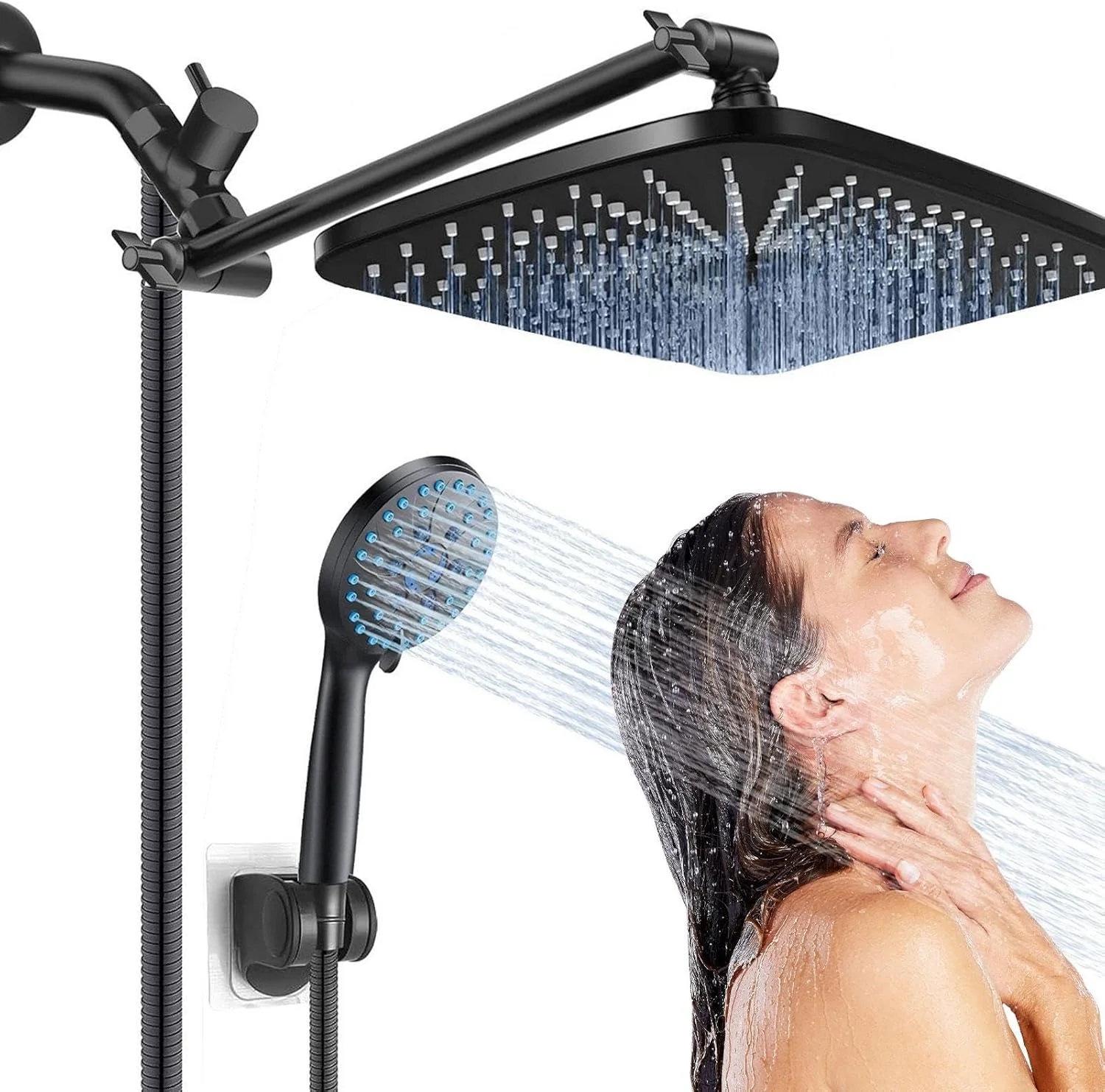 سردوش بارانی، سردوش دستی حمام قابل تنظیم - نازل های ضد گرفتگی، میله تنظیم هوشمند، فیلتر 5 حالته سردوش برای هتل، آپارتمان