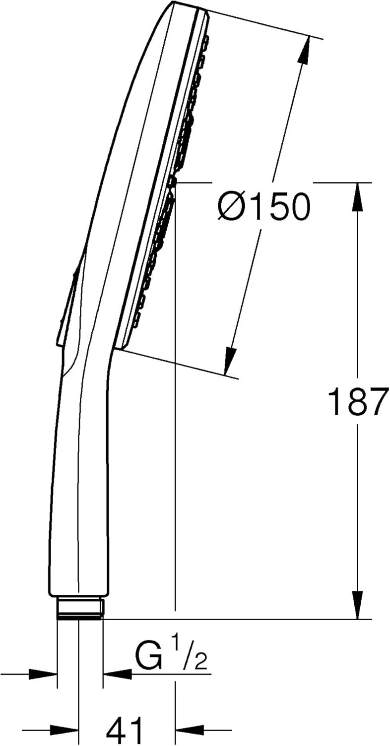دوش دستی گروهه Rainshower 150 SmartActive با 3 نوع جت، روکش کروم 26553000، 150 میلی متر