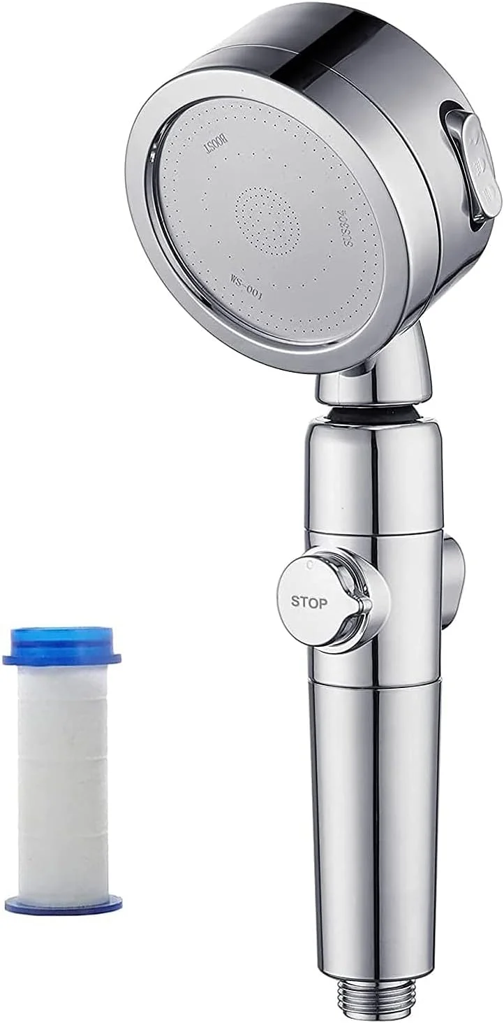 سردوش حمام با فشار آب قوی و صرفه جویی در مصرف آب، دارای 3 حالت اسپری و 1 فیلتر قابل تعویض اضافی