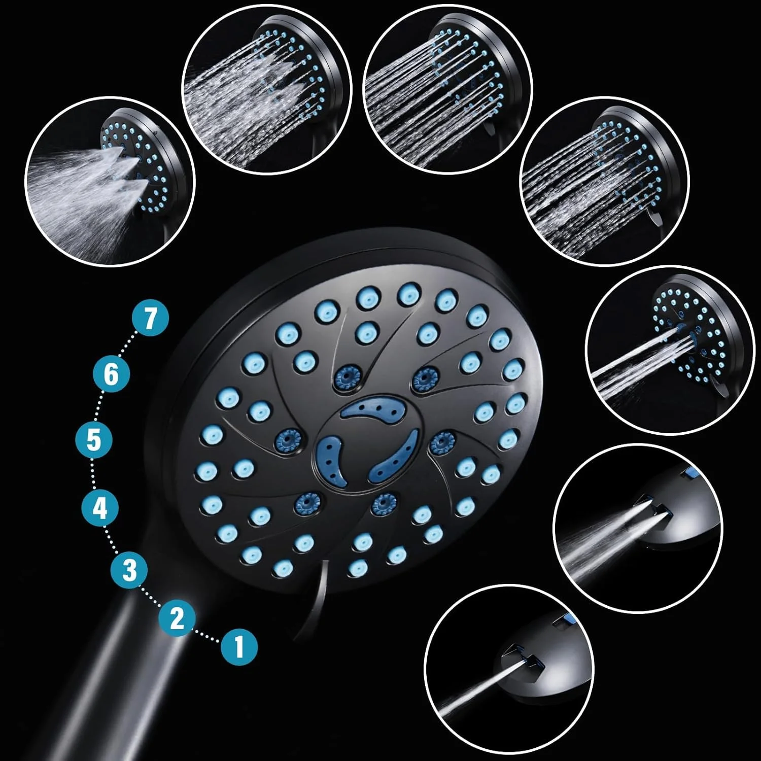 سردوش حمام جداشدنی 7 حالته با فشار قوی به همراه اسپری دستی - ترکیب چند منظوره دستی برای تمیز کردن وان حمام، کاشی و حیوانات خانگی، سردوش تقویت کننده فشار برای جریان آب قدرتمند