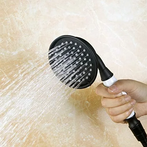 سردوش تلفنی دستی شیله، رنگ مشکی مات، سایز بزرگ، جنس برنج و سرامیک سنتی، به همراه شلنگ 1.5 متری برای حمام