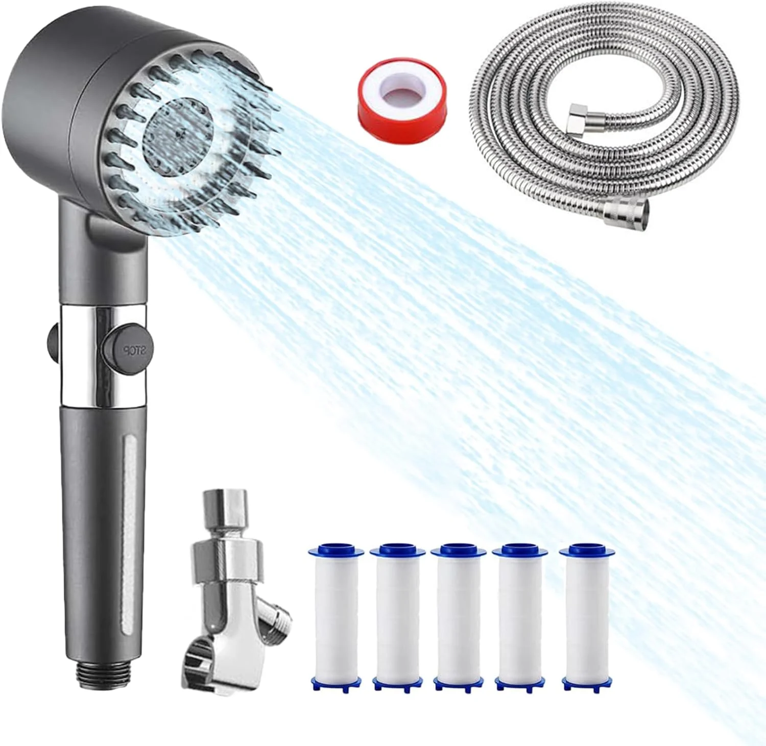 سردوش یونی، سردوش دستی فشار قوی - سردوش ارگونومیک قابل تنظیم برای استفاده در حمام منزل، آپارتمان و هتل