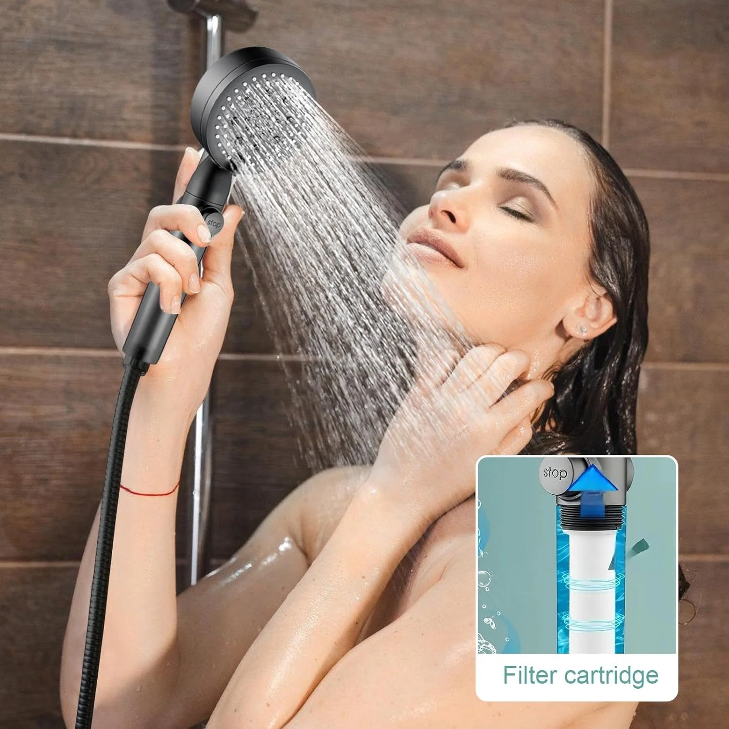 سردوش فیلتردار برای آب سخت، سردوش دستی فیلتردار - لوازم جانبی حمام برای حیوانات خانگی، مناسب کمپینگ، آپارتمان، خوابگاه، و هتل