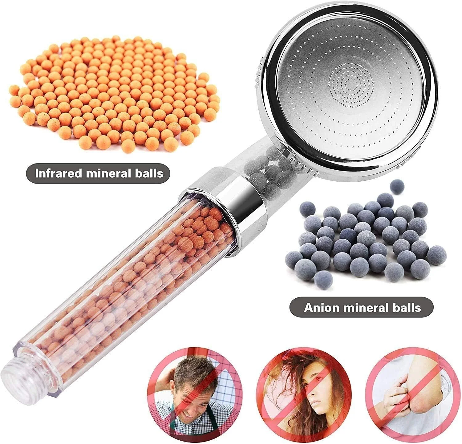 سردوش دستی فیلتردار فشار قوی با قابلیت تنظیم جریان آب و توپک های معدنی