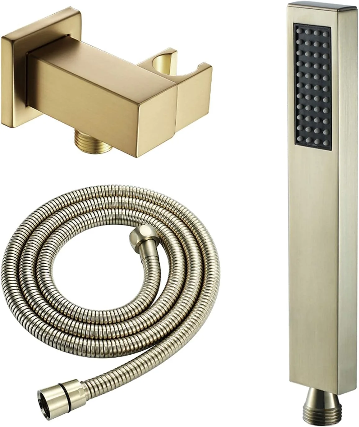 سردوش دستی مجموعه سردوش دستی برنجی، سردوش بارانی، سردوش مربعی طلایی برس خورده با شلنگ و نگهدارنده