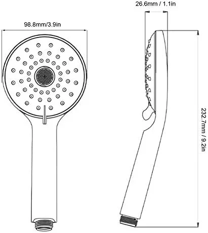 ست دوش ABS، شیر دوش مشکی مات با سردوش دستی، به همراه شلنگ و نگهدارنده سردوش، ابزار حمام