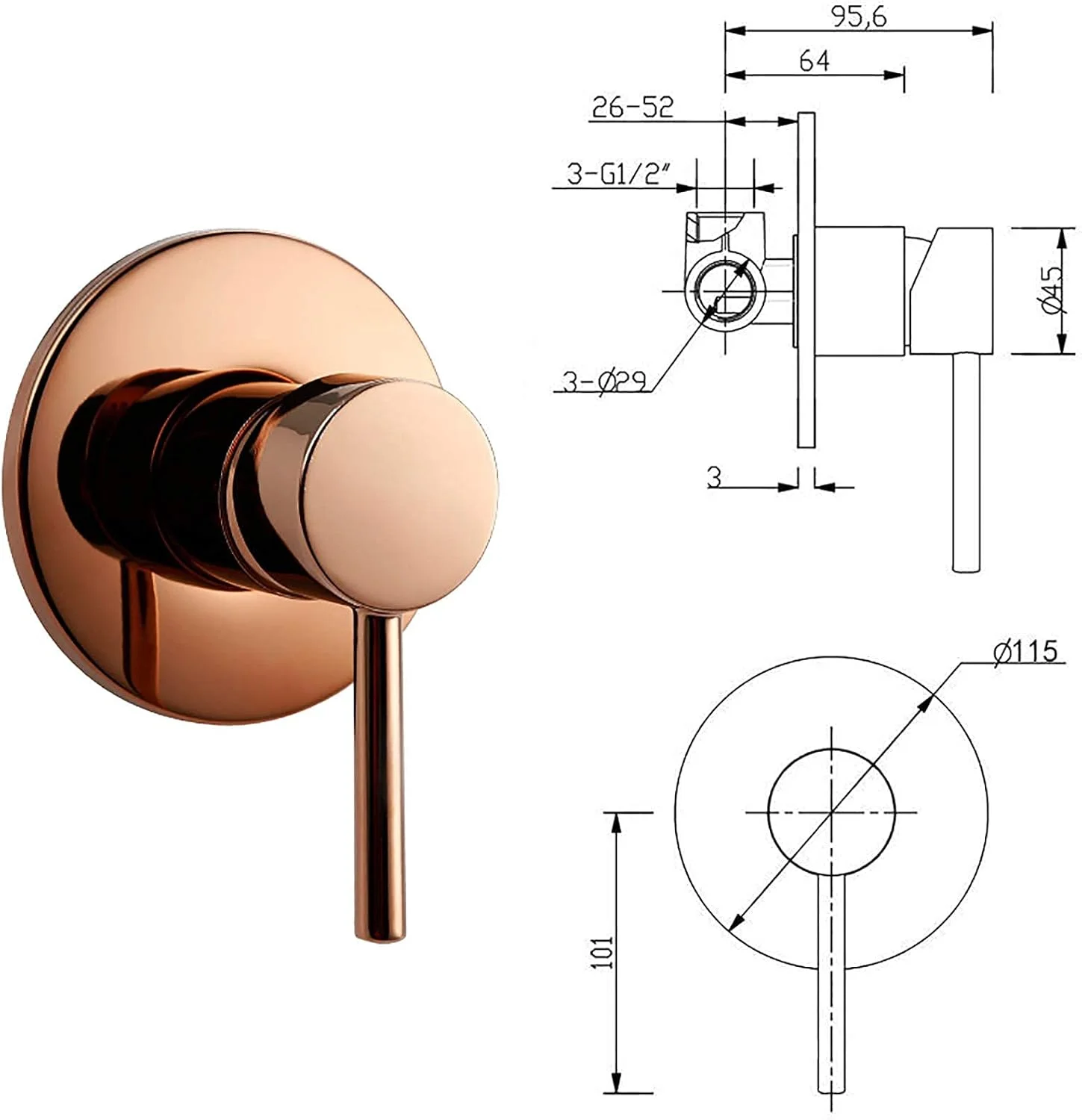 سردوش دستی رزگلد، ست سردوش دستی با دسته تکی برنجی، سردوش بارانی، سردوش گرد دستی با نازل سیلیکونی