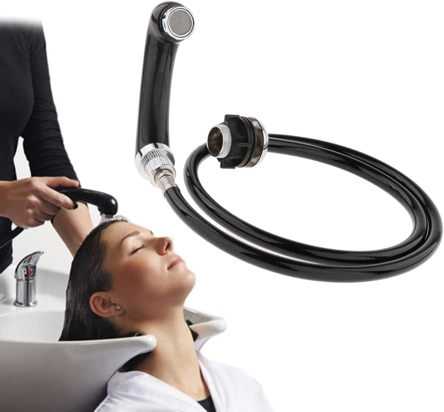 سردوش حمام دستی به همراه شلنگ دوش، اسپری مو مناسب آرایشگاه و روشویی