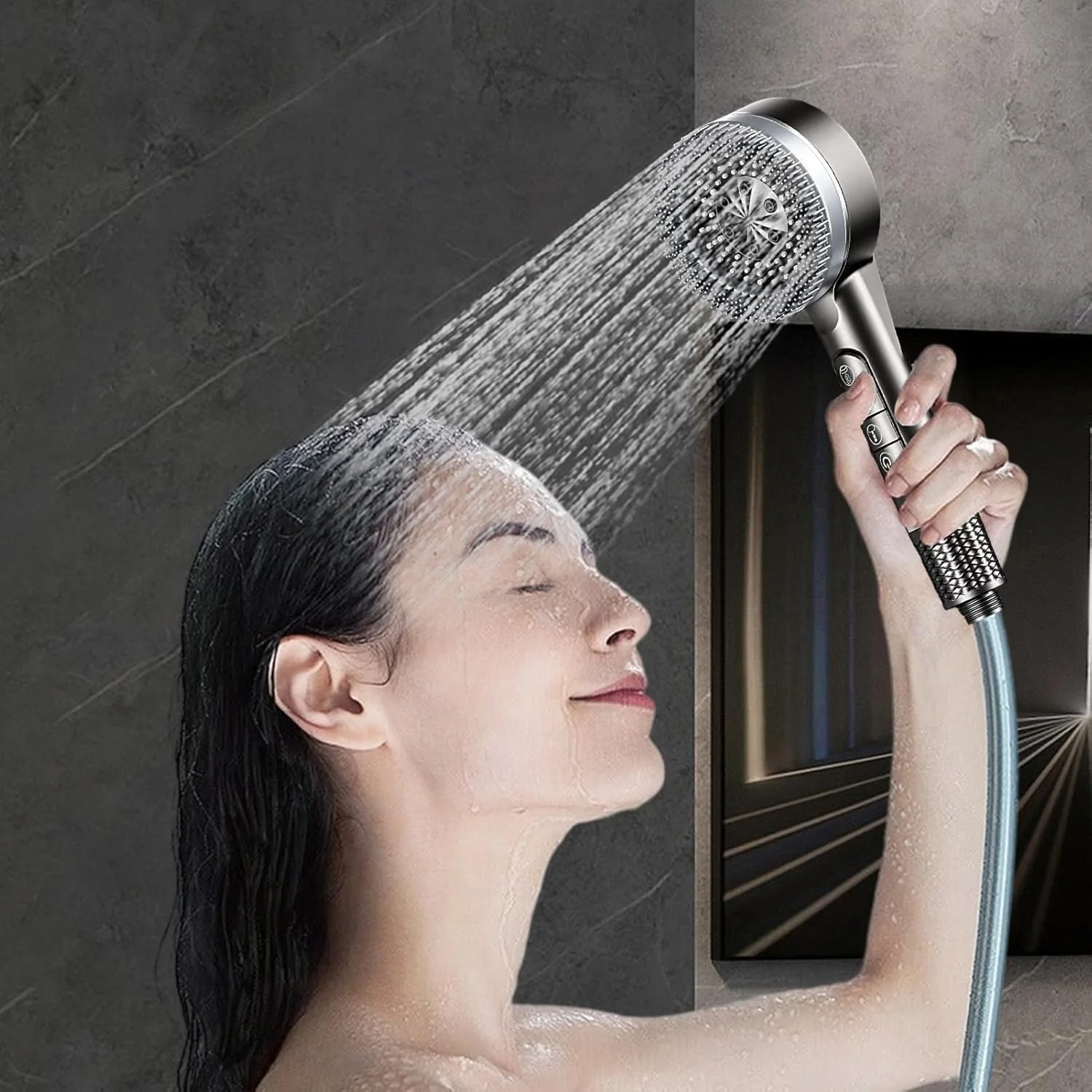 سردوش حمام با فیلتر - سردوش دستی فیلتردار مناسب آب سخت | سردوش فیلتراسیون 4 حالته جایگزین برای حمام، دستشویی، کاروان، آپارتمان و هتل