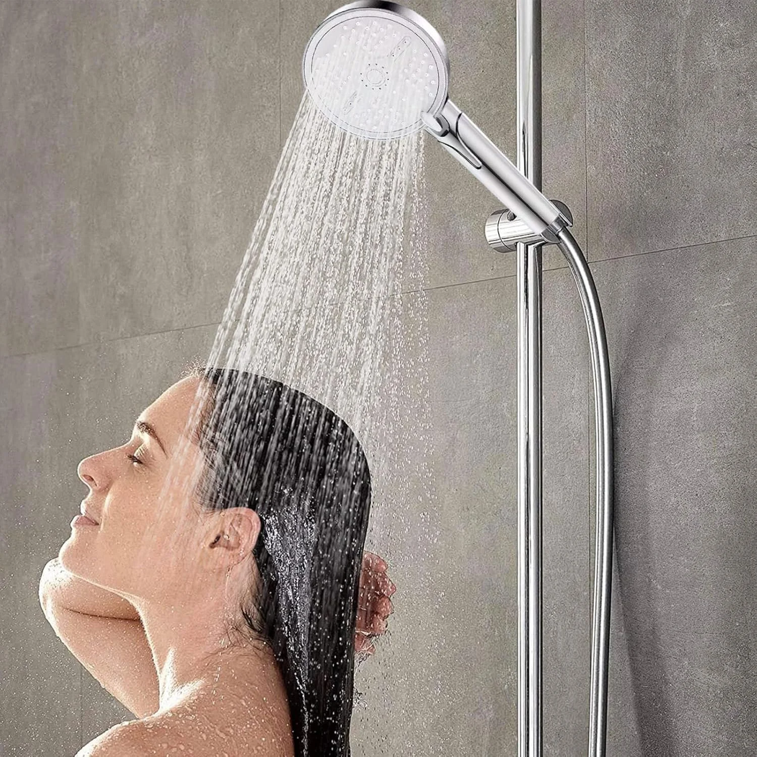 سردوش حمام با سر دوشی دستی - سردوش دستی تقویت کننده فشار - دارای 5 حالت اسپری آب بارانی برای آپارتمان، خوابگاه، هتل، نظافت منزل، دوش گرفتن، حمام کردن و شستشو