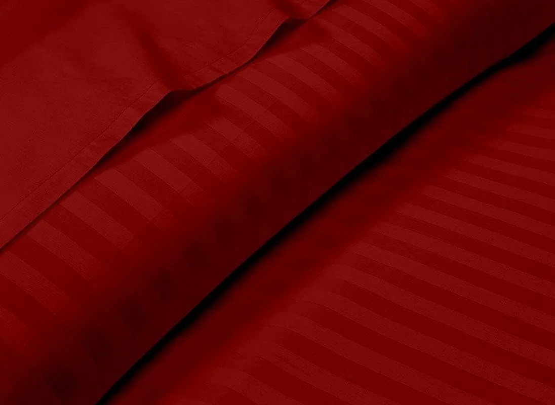 ست ملحفه تخت دونفره راه راه از جنس پنبه با کیفیت هتلی، 3 تکه شامل یک ملحفه تخت و دو روبالشی، نرم و قابل تنفس، پنبه اعلا، بدون چروک و قابل شستشو در ماشین لباسشویی