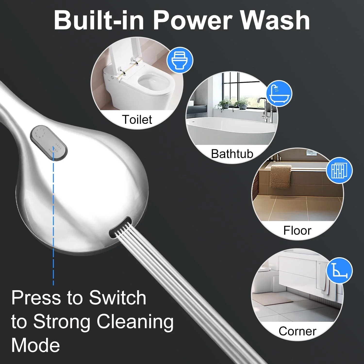 سری دوش دستی با نگهدارنده تمام فلزی و شلنگ فوق العاده بلند 1.8 متری با 10 حالت اسپری فشار قوی، سری دوش دستی با قابلیت شستشوی قدرتمند داخلی، آبپاش دوش دستی کروم ممتاز 9.5 لیتر در دقیقه