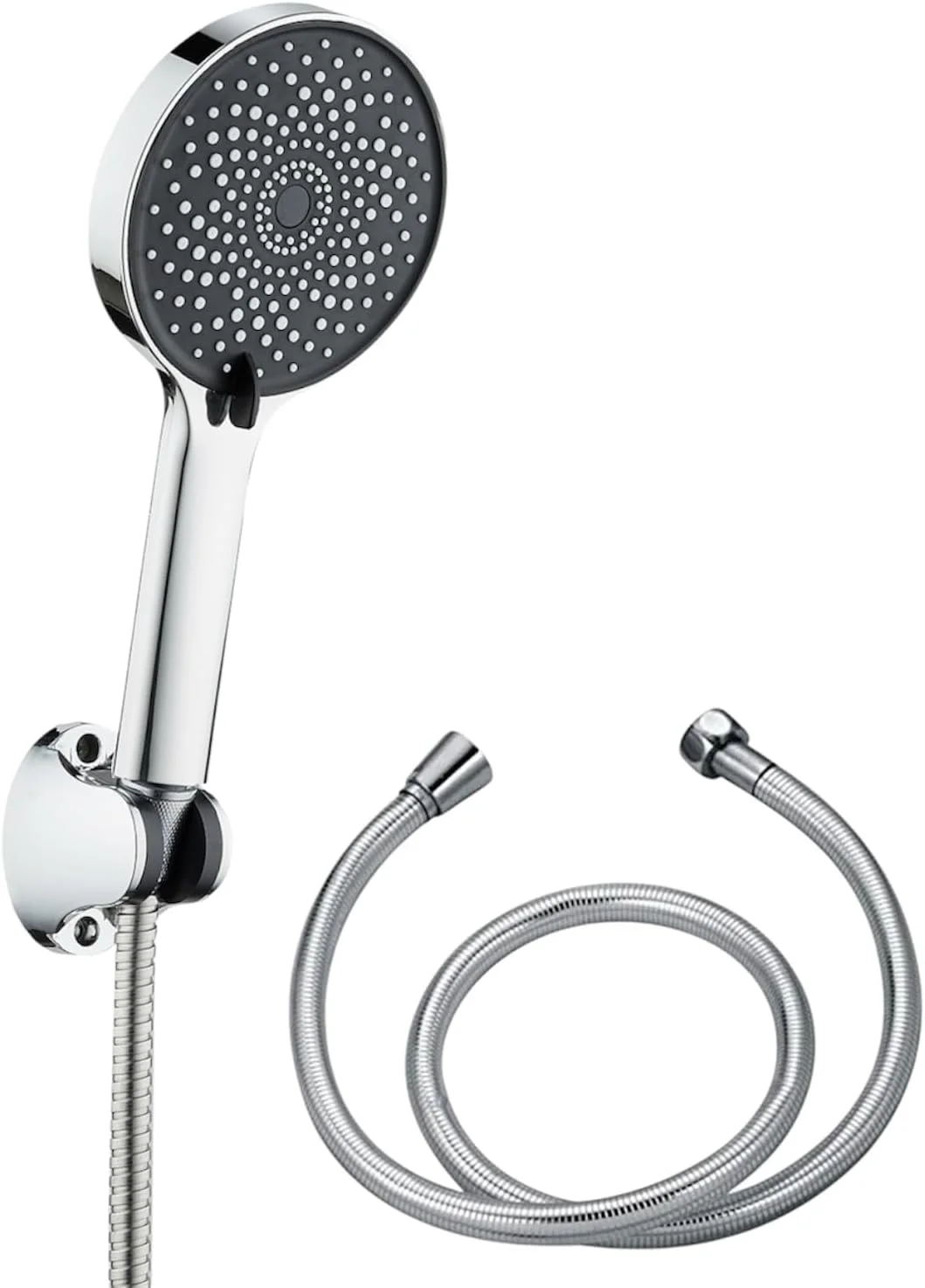 ست سر دوش حمام - 3 حالت پاشش - سر دوشی دستی با قطر 13 سانتی متر به همراه شلنگ استیل 150 سانتی متری - پایه نگهدارنده دوش - سر دوشی با فشار قوی - مناسب برای ریزش مو، اسپا و حیوانات خانگی