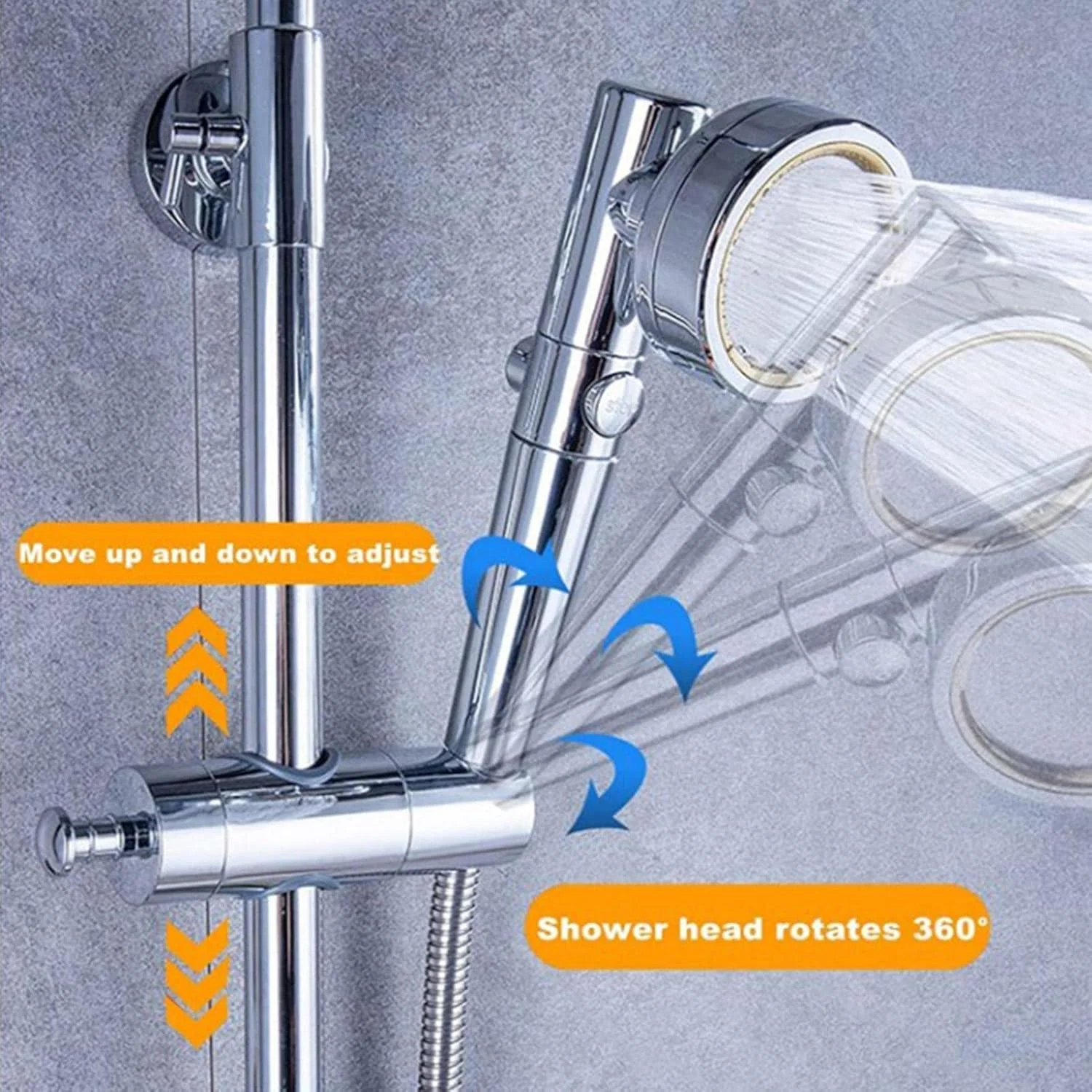 نگهدارنده سردوش - نگهدارنده سردوش دستی، نگهدارنده سردوش با روکش کروم و دستگیره برای لوازم حمام