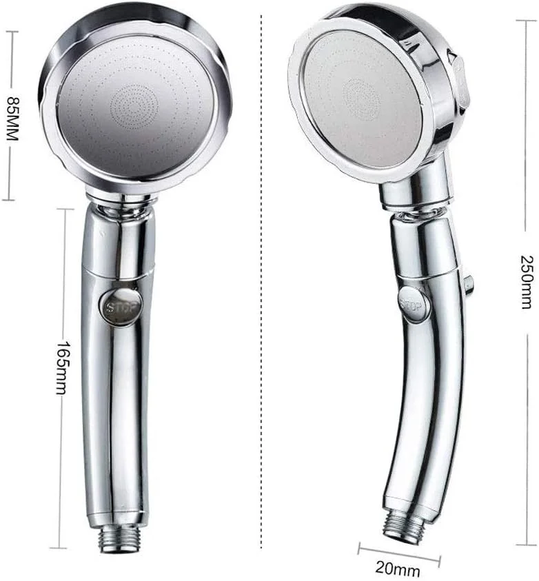 دوش دستی با فشار قوی با دکمه روشن/خاموش و توقف، سر دوش سه حالته صرفه جویی در آب، روکش کروم مناسب حمام