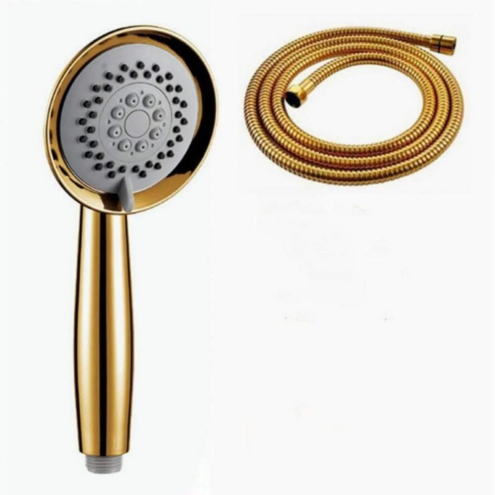 سردوش دستی روکش طلای مسی جامد با سه عملکرد، سردوش دستی لوکس حمام به همراه نگهدارنده طلایی و شلنگ دوش