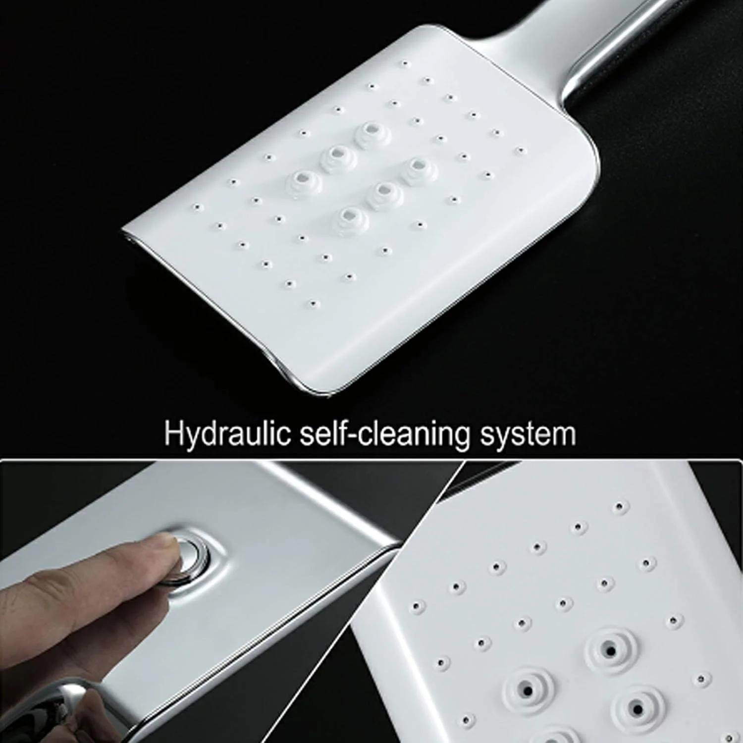 مجموعه دوش دستی با سر دوش خود تمیز شونده، سر دوش بارانی، سر دوش مربعی با نازل سیلیکونی