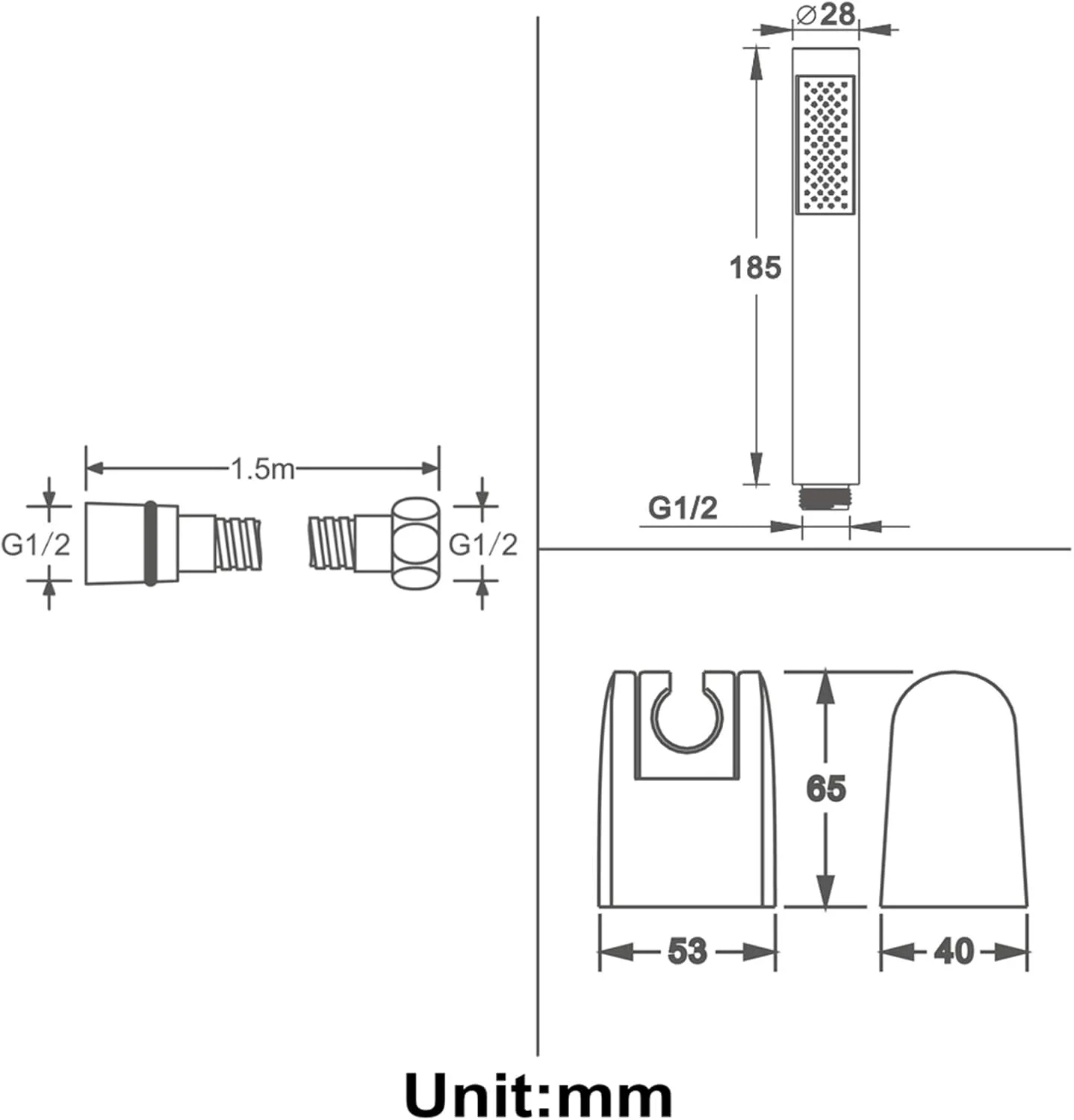 سردوش دستی برنجی، سردوش بارانی تک حالته با نازل سیلیکونی
