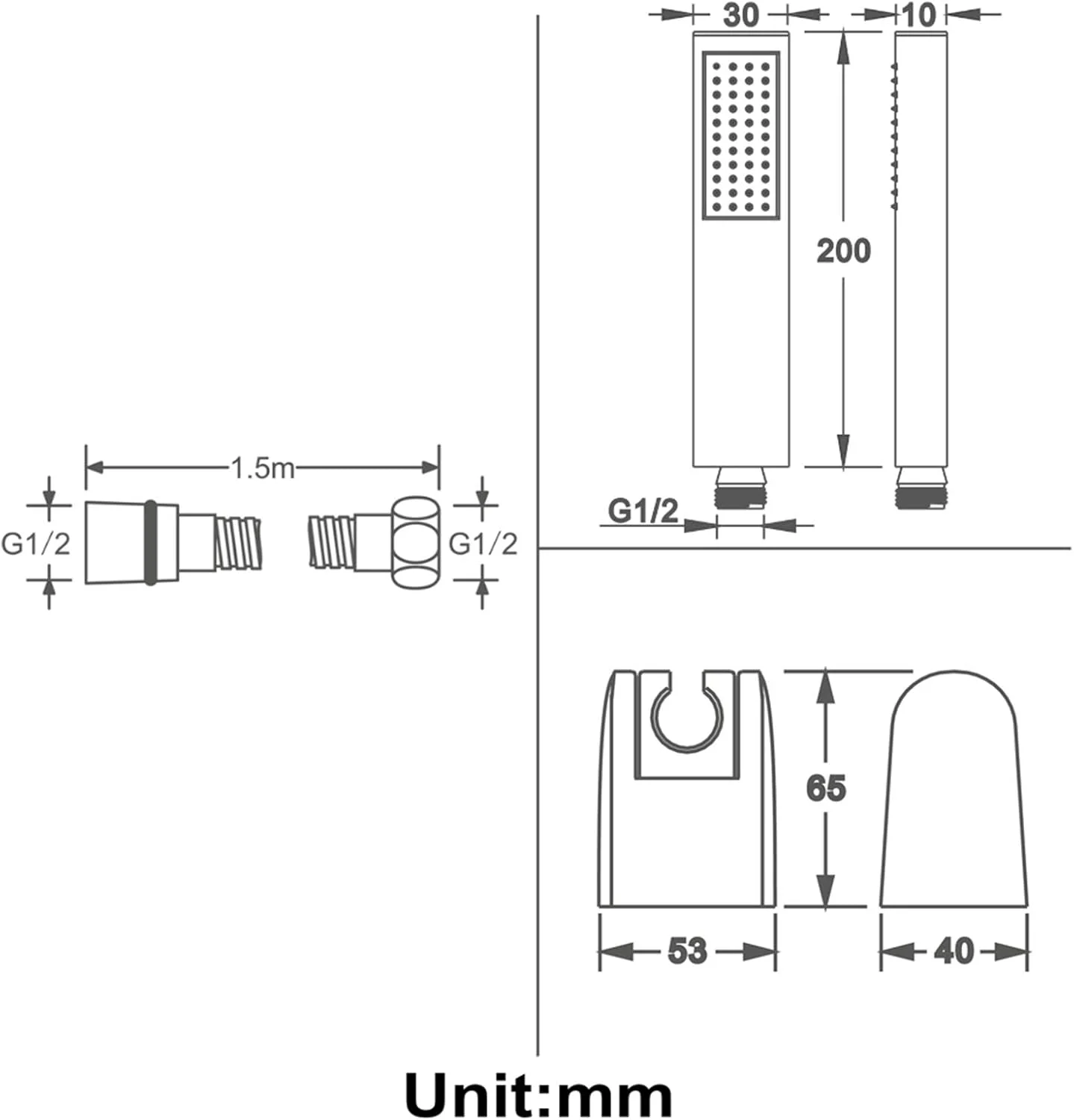 سردوش دستی دوش، سردوش دستی برنجی، سردوش بارانی، سردوش تک حالته طلایی تیتانیومی به همراه شلنگ دوش
