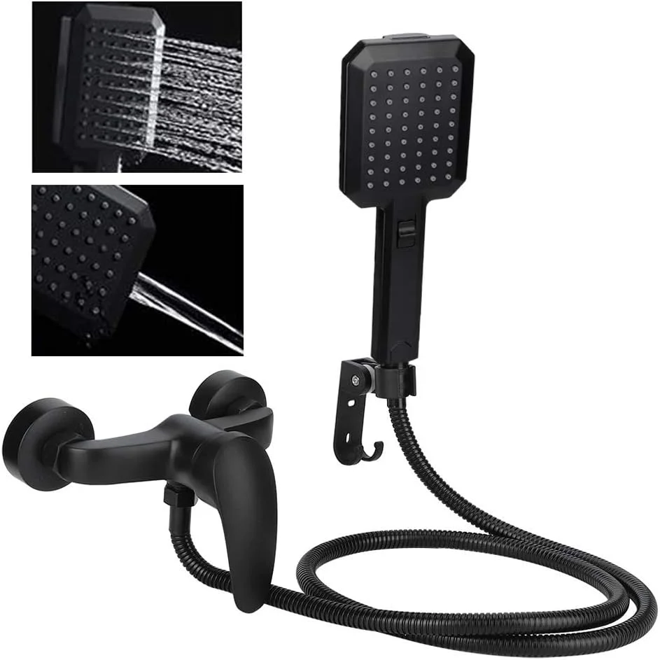 سردوش دستی، سردوش دستی فشار قوی، کیت اسپری سردوش دستی 2 در 1 مشکی G1/2 نصب شده روی دیوار، لوازم جانبی حمام برای استفاده خانگی