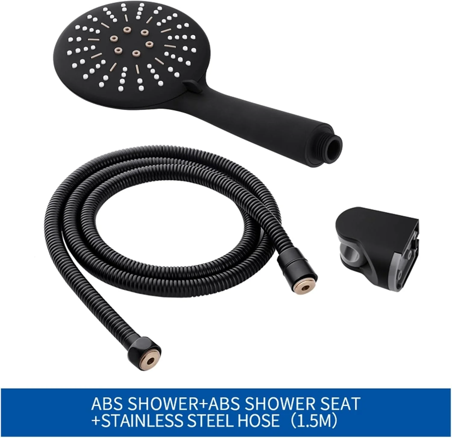 دوش دستی با فشار بالا به همراه شلنگ، دارای 3 حالت پاشش، مشکی، مناسب حمام