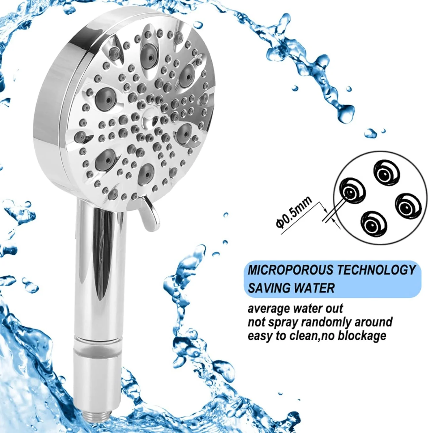 سردوش دستی فشار قوی Sorandy با 9 حالت پاشش، سردوش فیلتردار با تنظیمات چندگانه، سردوش ABS مناسب حمام، بدون شلنگ (نقره ای)