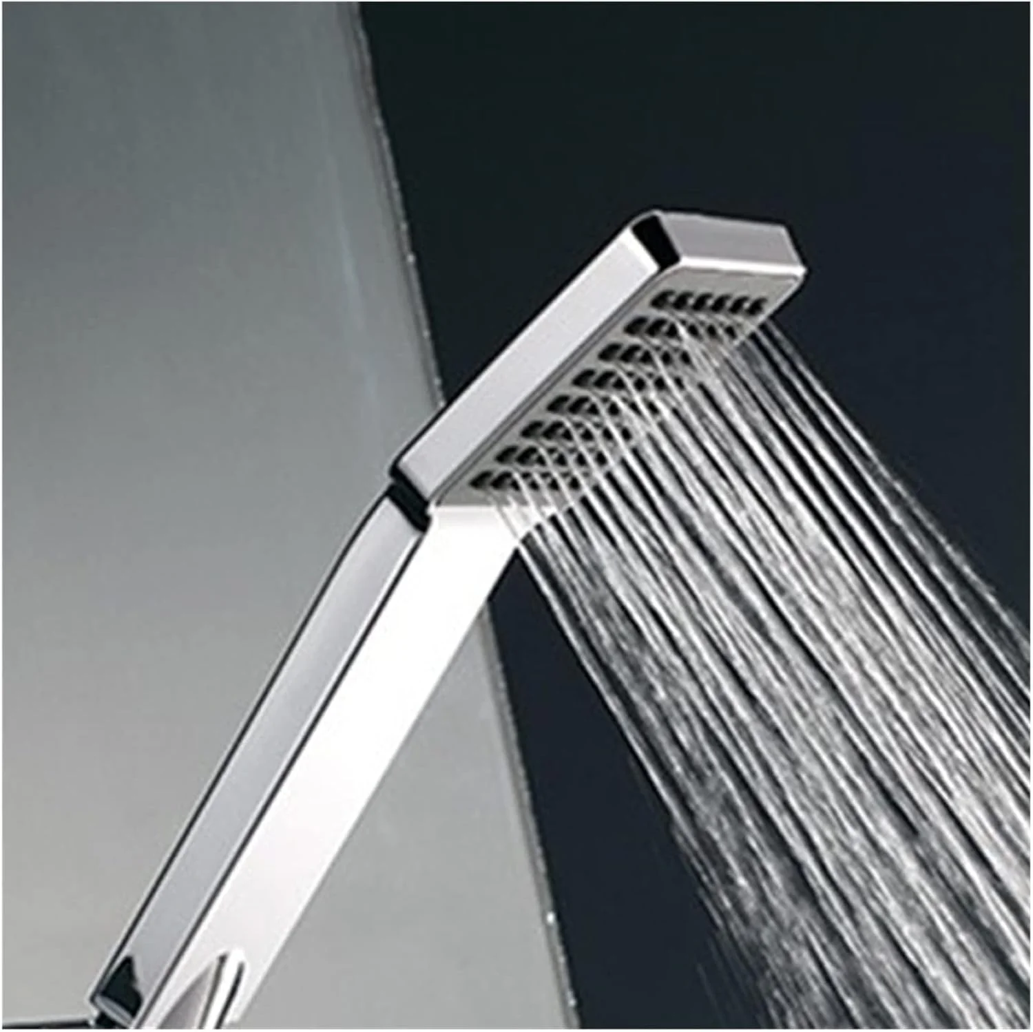 دوش دستی پولیش کروم به همراه شلنگ دوش استیل 150 سانتی متری و پایه ABS قابل تنظیم با نصب دیواری