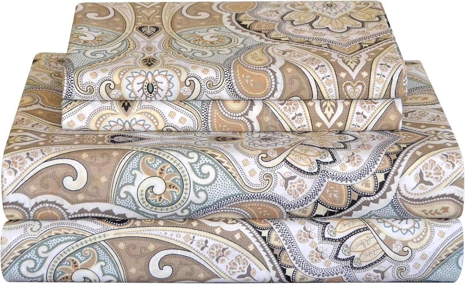 ملحفه های پرکال ۱۰۰٪ پنبه Pointehaven - ست ملحفه و روبالشتی طرح دار - ست ملحفه ۴ تکه پنبه ای نرم - مناسب برای تشک با عمق ۴۵ سانتیمتر - رنگ (Queen, Cedar)