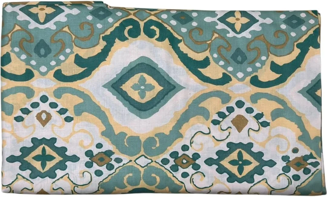 ست ملحفه تخت خواب مخلوط پنبه ممتاز - ملحفه تخت سایز کینگ با 4 رو بالشی - پارچه نرم، بادوام و مقاوم در برابر چروک وارداتی - Ocean Ikat - قابل تنفس و مراقبت آسان - FS/24-7