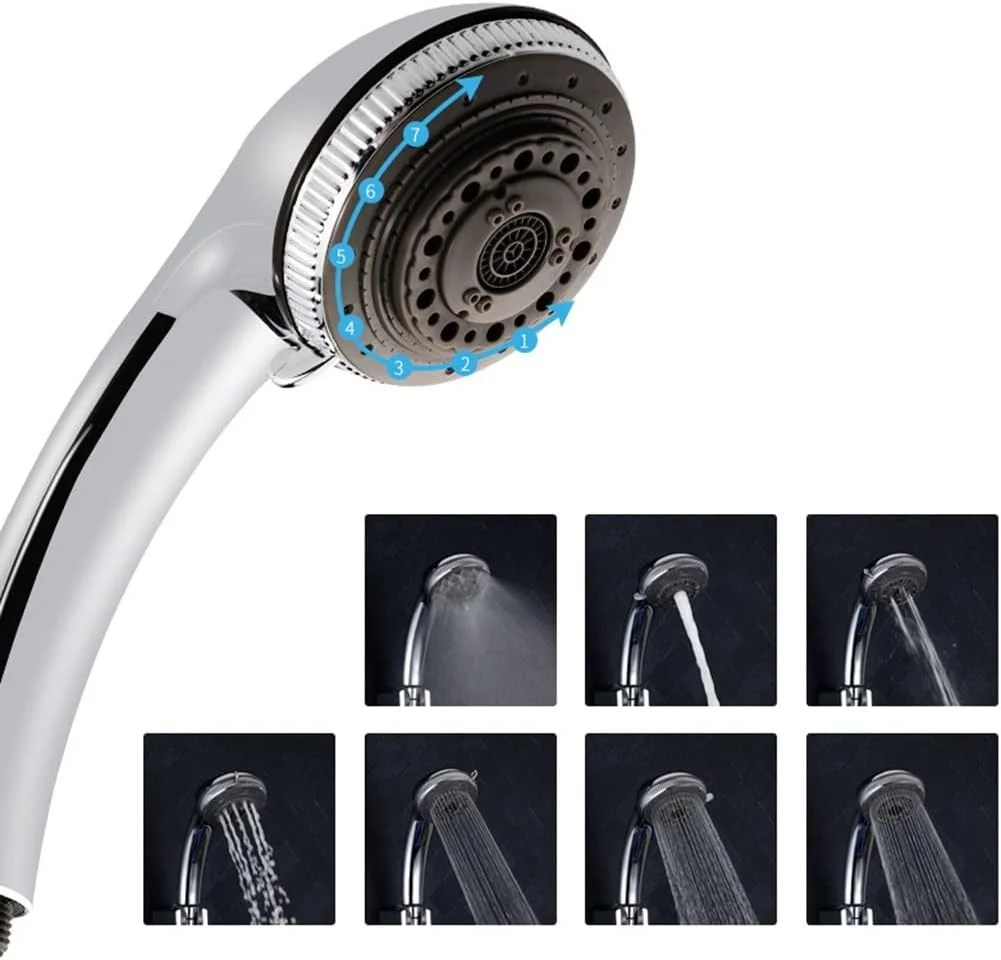 سردوش حمام فشار قوی به همراه شلنگ استیل، سردوش دستی برای ماساژ، آبگرم، آبپاش تحت فشار، 7 حالت اسپری قابل تنظیم سردوش حمام فشار قوی به همراه شلنگ استیل، سردوش دستی برای ماساژ، آبگرم، آبپاش تحت فشار، 7 حالت اسپری قابل تنظیم