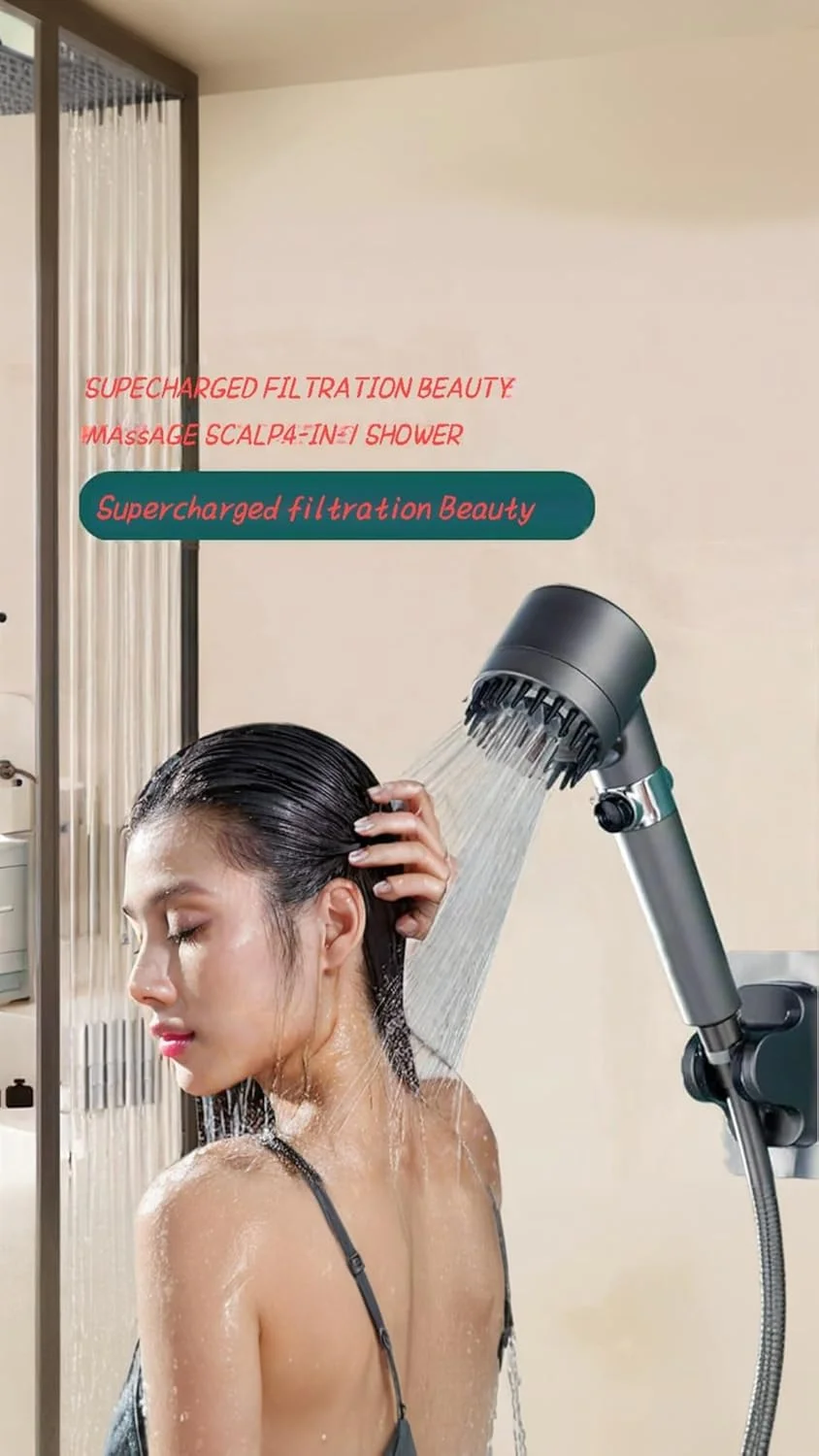 سردوش ماساژور سه حالته با دوش دستی - فشار قوی، پوشش کامل بدن، سردوش فیلتردار برای آب سخت - 3 حالت اسپری