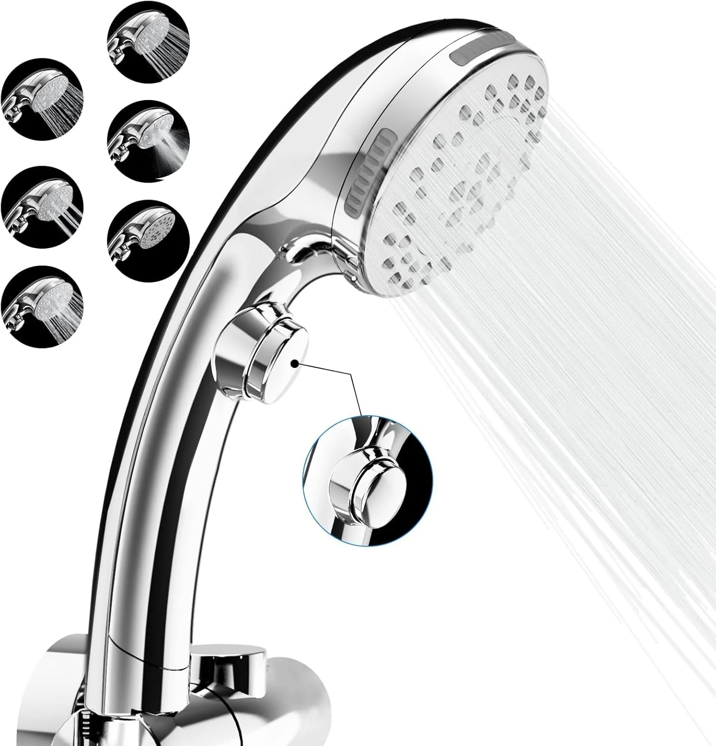 سری دوش SYOSI با فشار قوی و 6 حالت اسپری، سری دوش مربعی بزرگ و صرفه جویی در مصرف آب (مشکی)