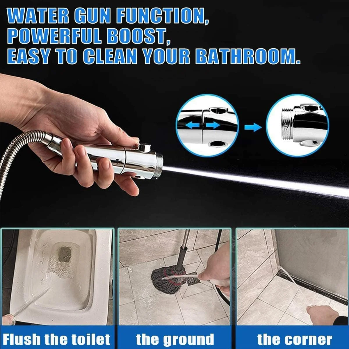 سری دوش دستی فشار قوی SYOSI، چرخش 360 درجه با شلنگ 2 متری صرفه جویی در آب، دکمه توقف، سردوش جهانی قابل تنظیم با 3 حالت سری دوش دستی فشار قوی SYOSI، چرخش 360 درجه با شلنگ 2 متری صرفه جویی در آب، دکمه توقف، سردوش جهانی قابل تنظیم با 3 حالت