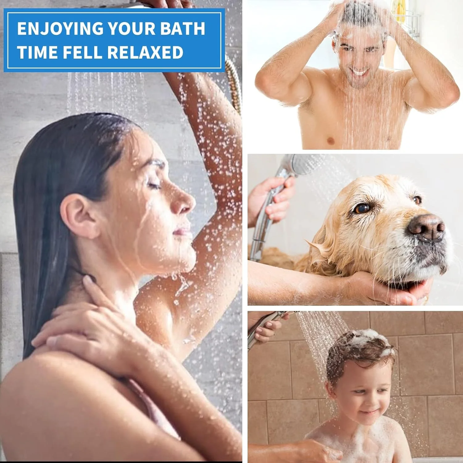 سری دوش SYOSI با فشار قوی و 6 حالت اسپری، سری دوش مربعی بزرگ و صرفه جویی در مصرف آب (مشکی)