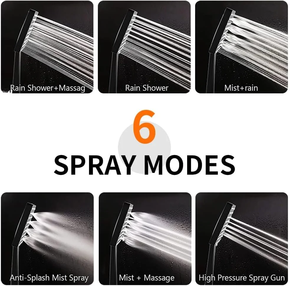 سری دوش دستی SYOSI با دکمه روشن/خاموش، 6 حالت پاشش، صرفه جویی در مصرف آب، فشار قوی، مناسب برای کودک و حیوانات خانگی، روکش کروم