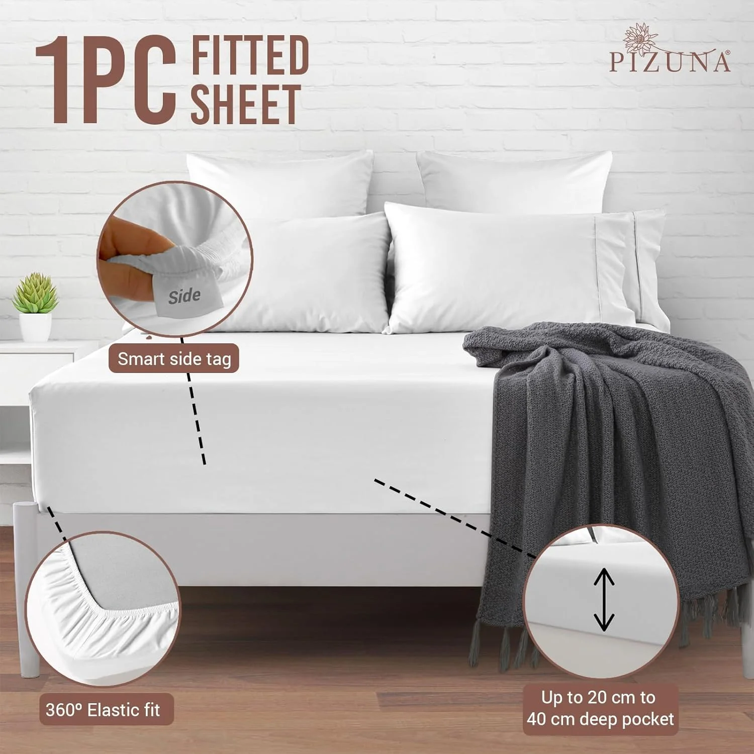 ملحفه کشدار کویین از جنس پنبه خالص شانهشده پیزونا، 160x200 سانتیمتر، سفید، با تراکم بافت 400، نرم و لوکس، بافتهشده از 100% پنبه با الیاف بلند، ملحفه با عمق 40 سانتیمتر (ملحفه کشدار - 1 عدد) ملحفه کشدار کویین از جنس پنبه خالص شانهشده پیزونا، 160x200 سانتیمتر، سفید، با تراکم بافت 400، نرم و لوکس، بافتهشده از 100% پنبه با الیاف بلند، ملحفه با عمق 40 سانتیمتر (ملحفه کشدار - 1 عدد)