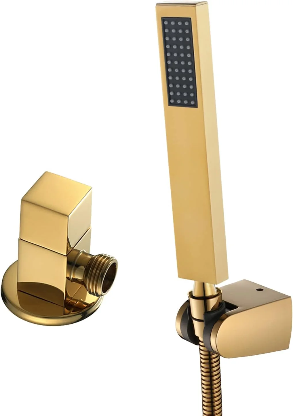 ست دوش دستی فشار قوی TANGAN، اسپری دوش دستی برنجی یونیورسال با نگهدارنده و شلنگ دوش استیل ضد زنگ 1.5 متری، طلایی