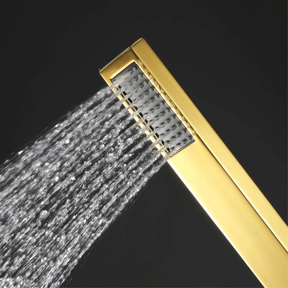 ست دوش دستی فشار قوی TANGAN، اسپری دوش دستی برنجی یونیورسال با نگهدارنده و شلنگ دوش استیل ضد زنگ 1.5 متری، طلایی