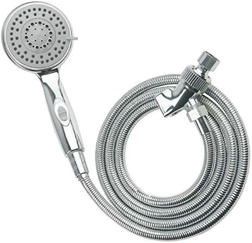 سری دوش دستی TBAO با قابلیت روشن/خاموش، 5 حالت پاشش، شلنگ بلند، فشار قوی، کیت شیر حمام کرومی با آبشار بزرگ، براکت آداپتور جهانی برای نصب دیواری (4 اینچ، 5 حالت)