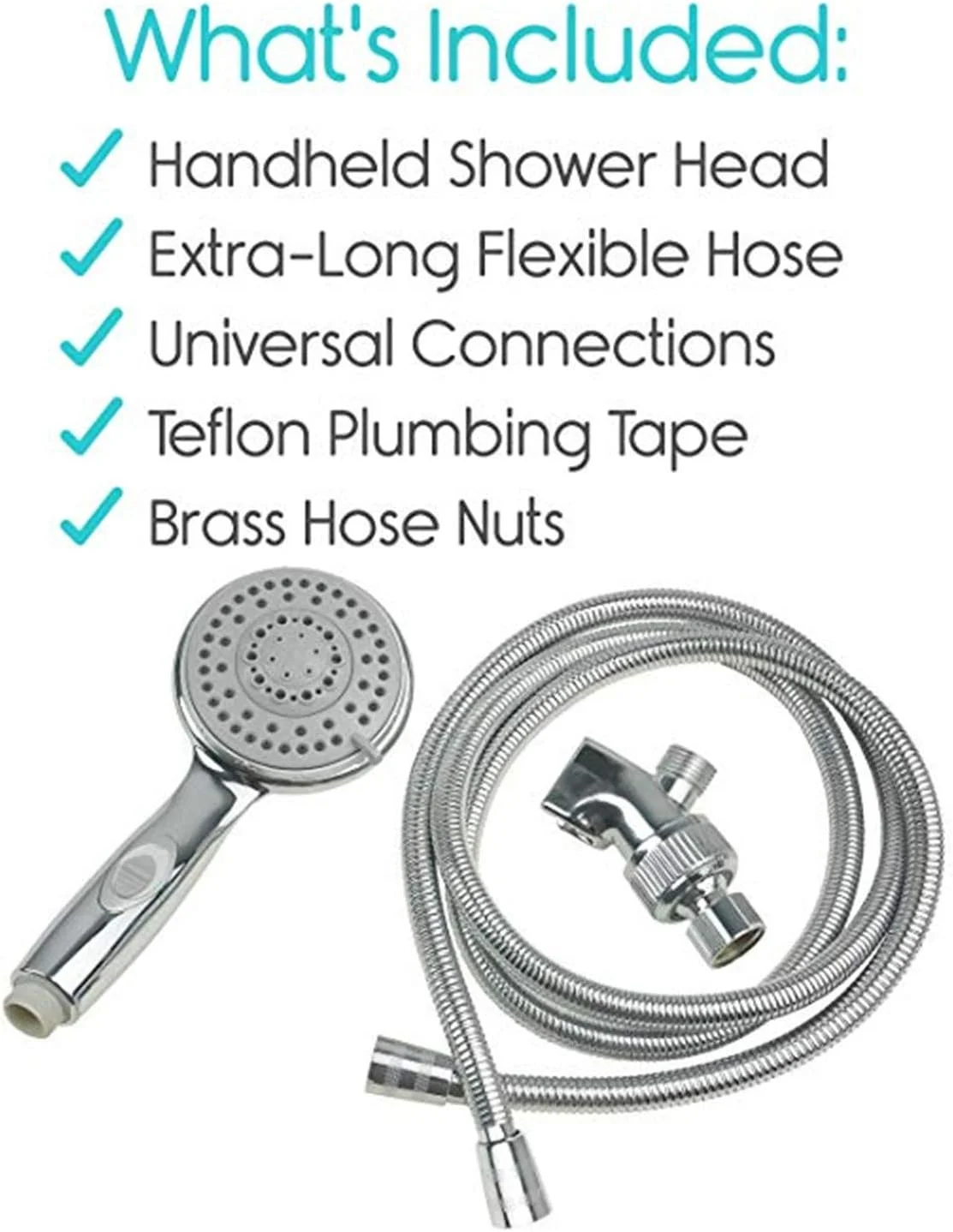 سری دوش دستی TBAO با قابلیت روشن/خاموش، 5 حالت پاشش، شلنگ بلند، فشار قوی، کیت شیر حمام کرومی با آبشار بزرگ، براکت آداپتور جهانی برای نصب دیواری (4 اینچ، 5 حالت)