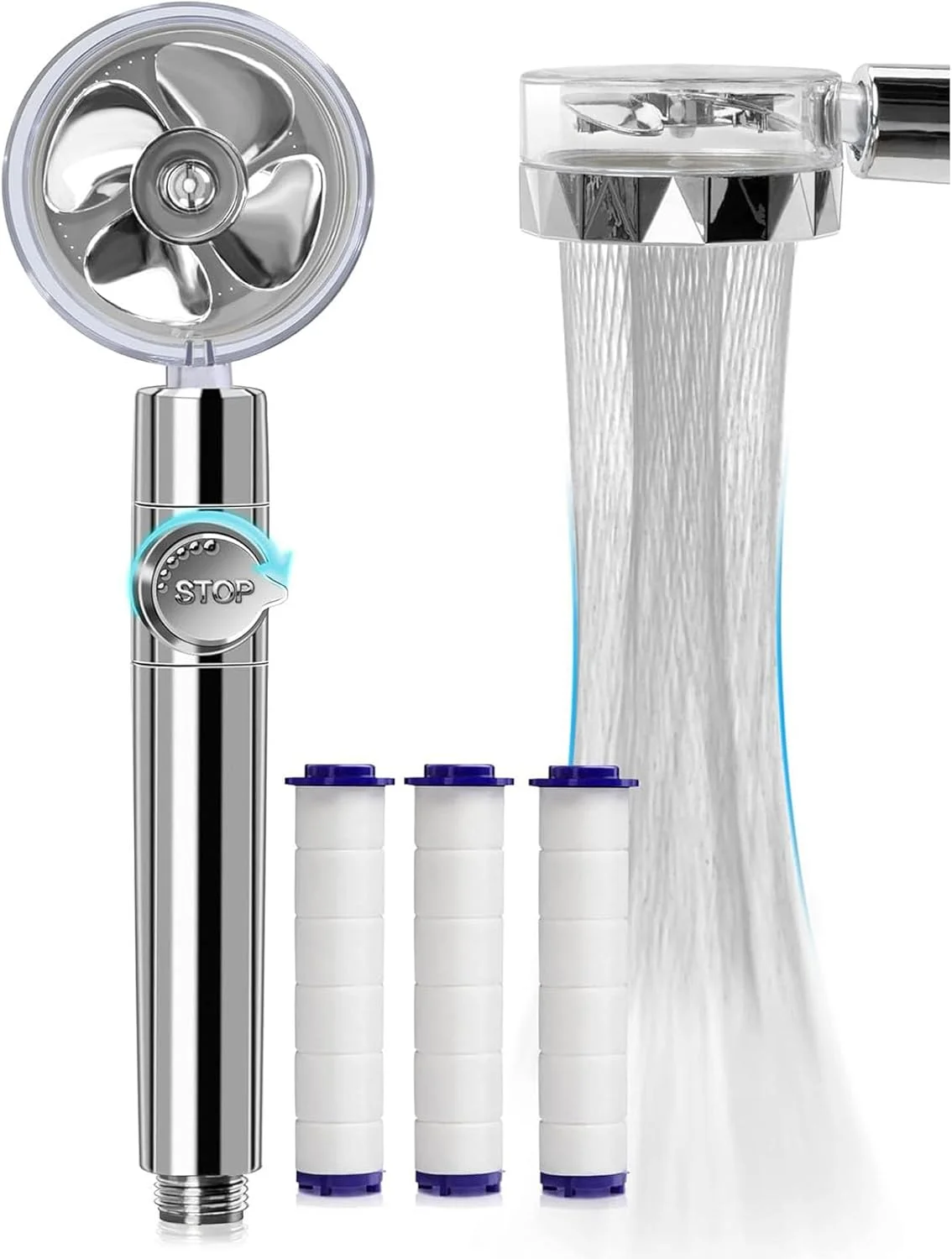 سردوش دستی توربوشارژ تزویق، سردوش پروانه ای دستی با فشار آب بالا و صرفه جویی در مصرف آب با 3 فیلتر و دکمه توقف، کیت سردوش هیدروجت، سردوش هیدروجت