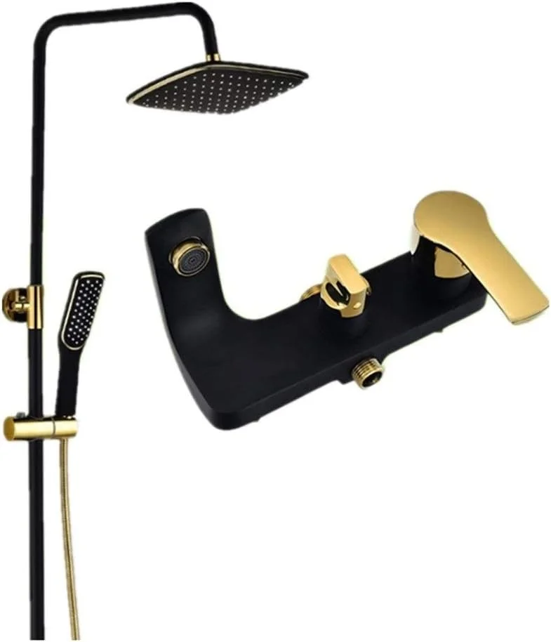 ست دوش دستی TEmkin، سر دوش بارانی، آویز دستی طلایی مشکی، شیر دوش، سر دوش حمام