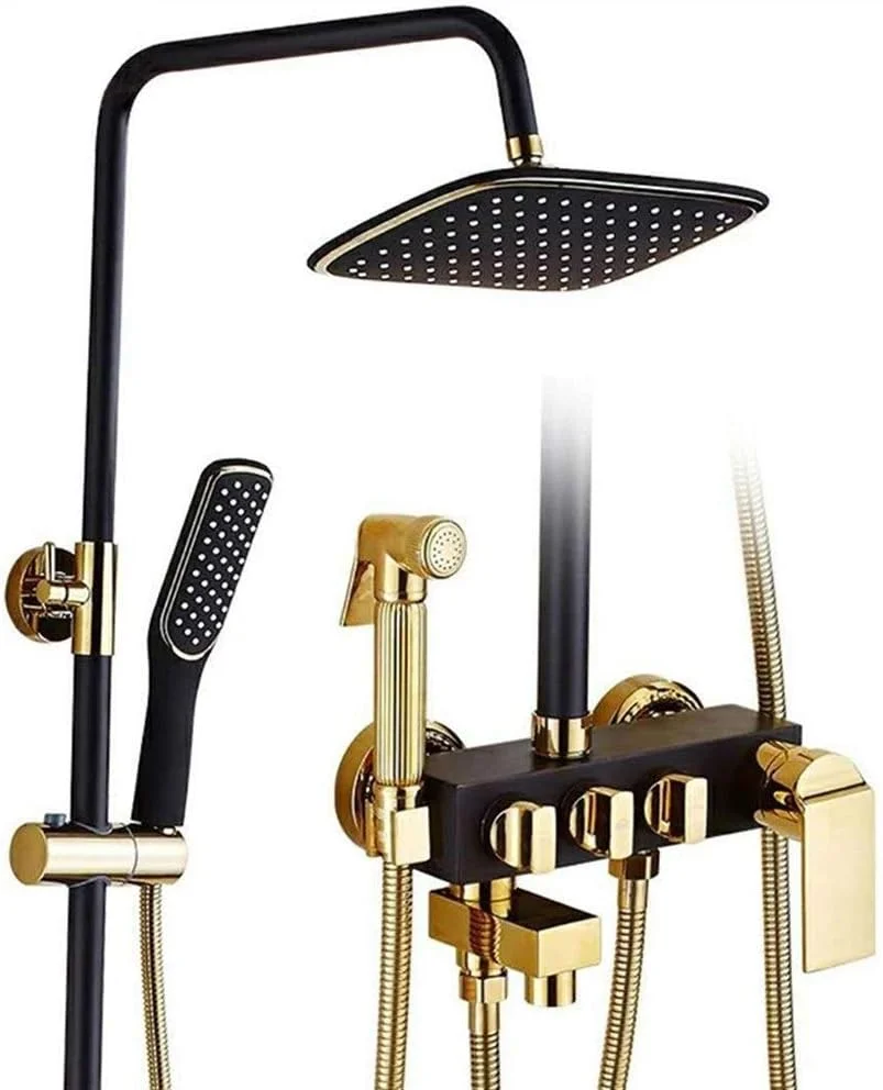 مجموعه سر دوش دستی TEmkin، سیستم دوش بارانی، ترموستات، شیرآلات مربعی مدرن حمام