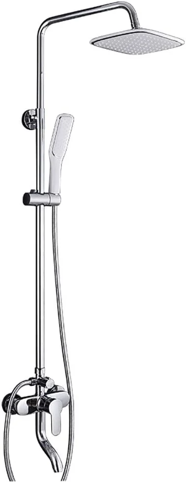 ست شیرآلات دوش حمام تمکین، ست دوش دوگانه با سردوش بارانی و سردوش دستی، سیستم دوش دیواری با قابلیت تنظیم ارتفاع