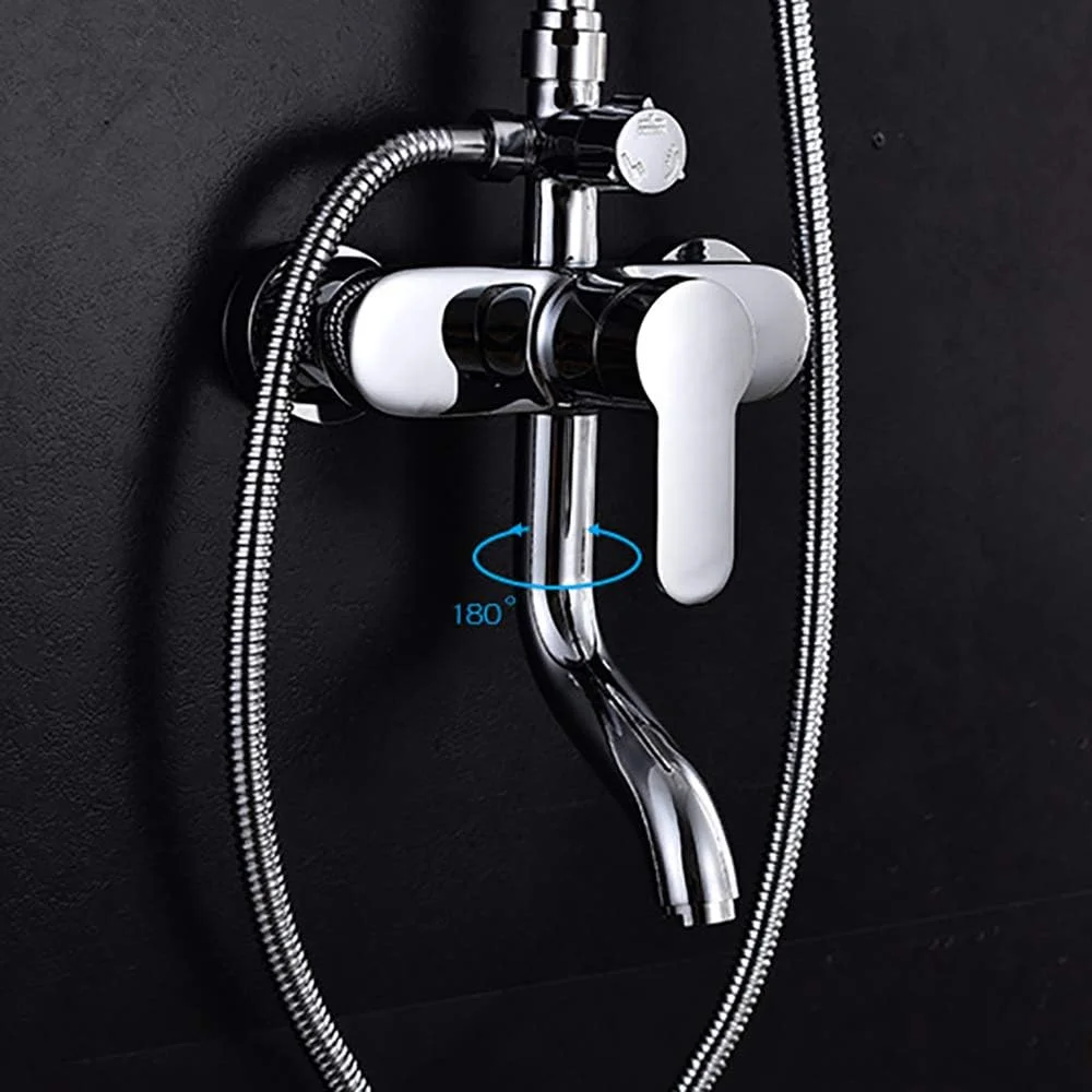 ست شیرآلات دوش حمام تمکین، ست دوش دوگانه با سردوش بارانی و سردوش دستی، سیستم دوش دیواری با قابلیت تنظیم ارتفاع